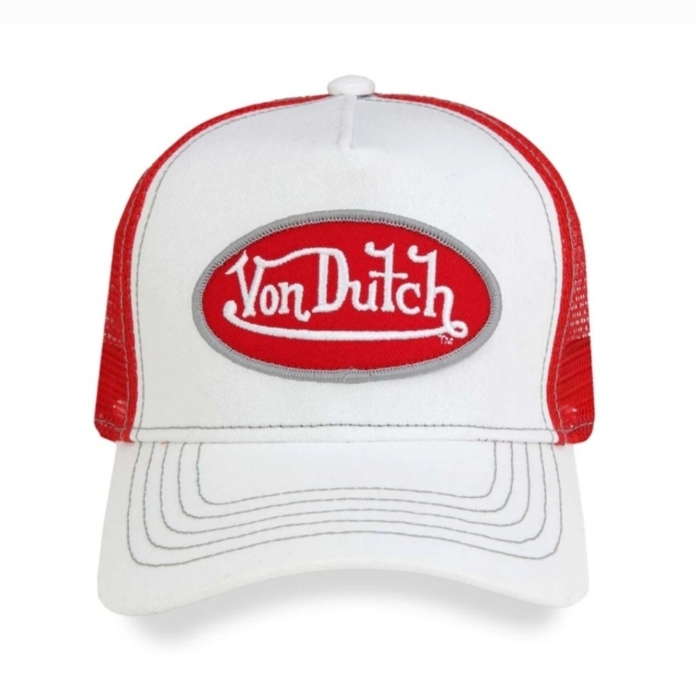 ❤️▪️VON DUTCH ▪️WHITE & RED TRUCKER Unisex HAT